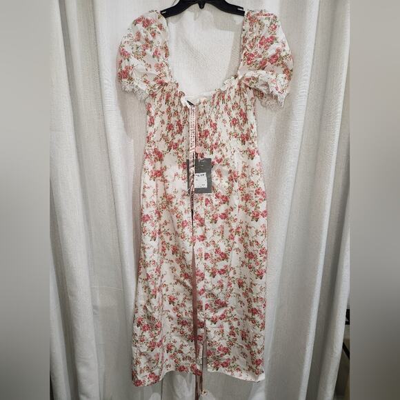 Nwt House of CB Bellucci Rose Floral Print Shirred Midi‎ Sundress XL - Picture 9 of 10